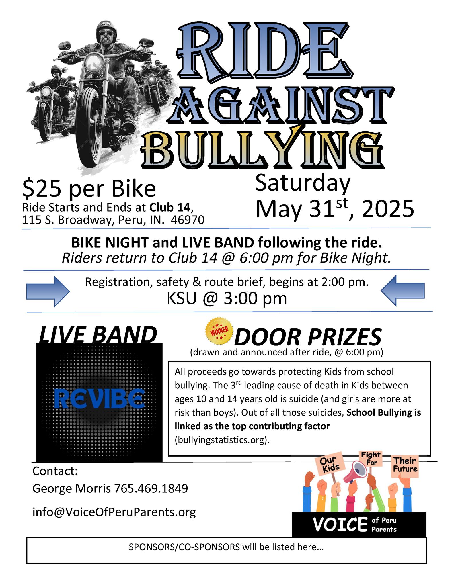 RIDE Against Bullying Charity Ride Flyer